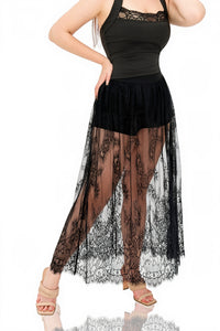 Helgea Sheer Lace Maxi Skirt With Safety Shorts