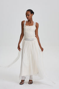 Agatha Vintage Lace Cami Maxi Dress With Floating Sash