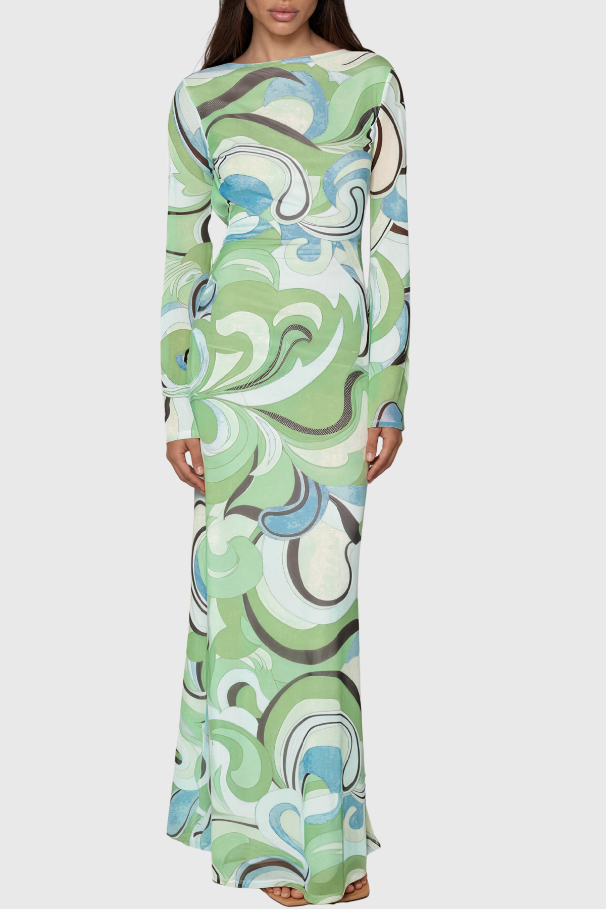Marcello Long Sleeve Print Maxi Dress