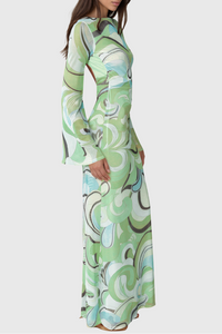 Marcello Long Sleeve Print Maxi Dress