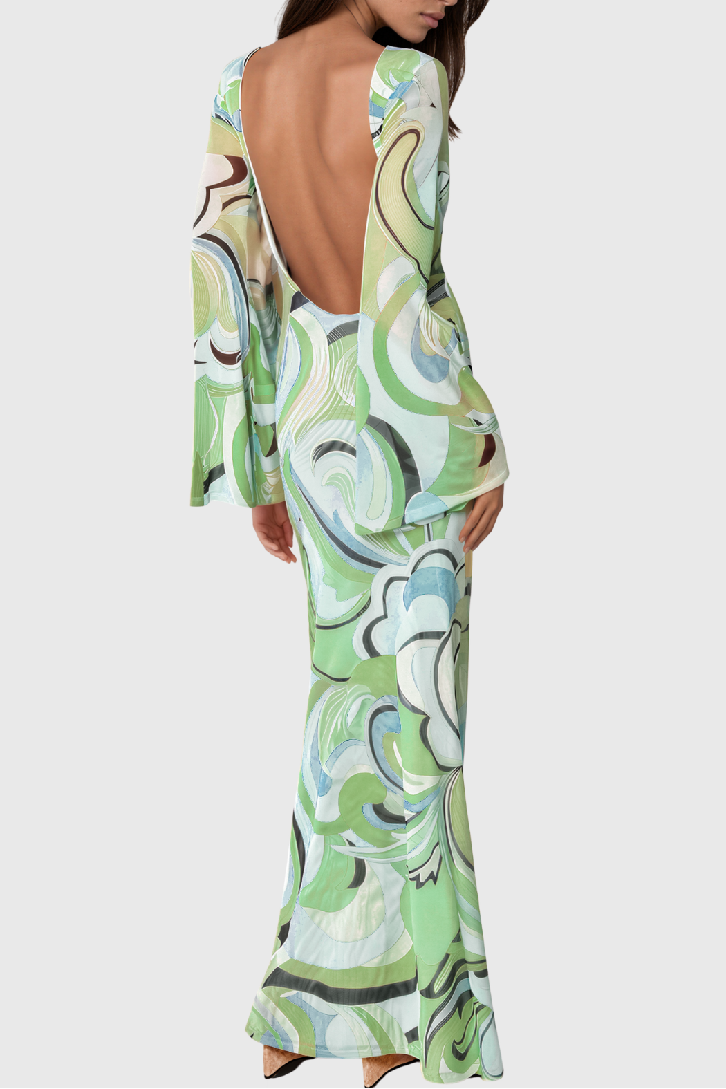 Marcello Long Sleeve Print Maxi Dress