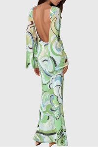 Marcello Long Sleeve Print Maxi Dress