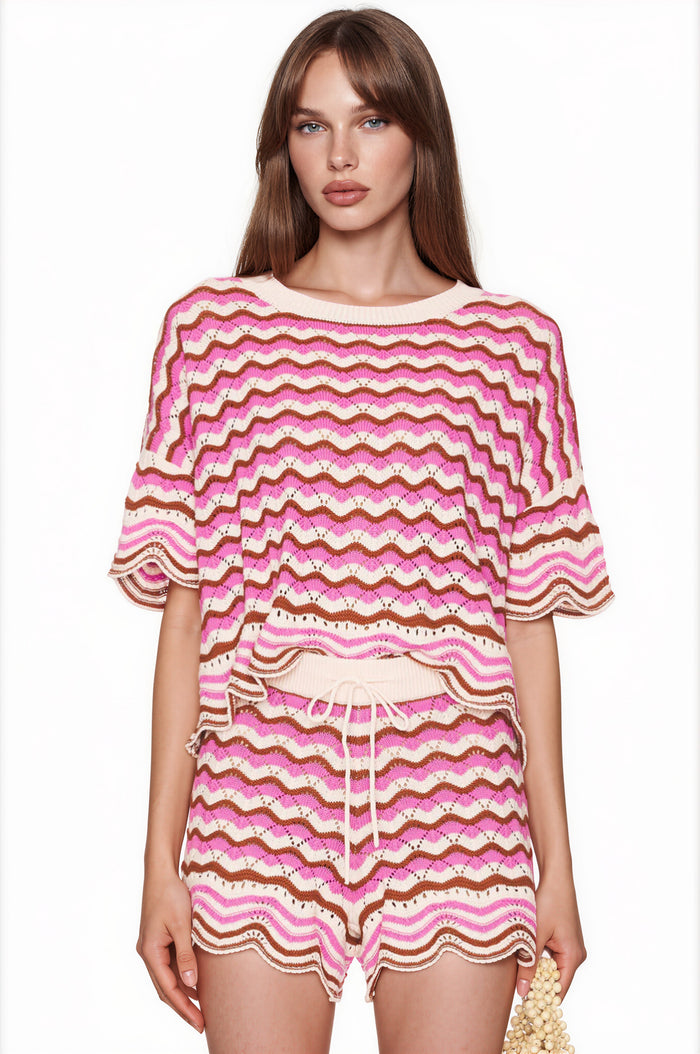 Malimos Stripe Knit Shorts Set