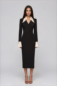 Ferran Black Embellished Corset Midi Dress