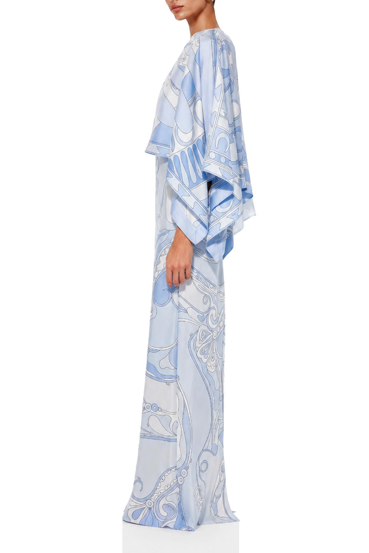 Keemouna Blue V-Neck Color Block Maxi Dress Set