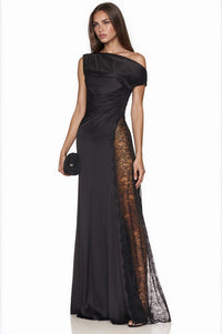 Dzsesszika One-Shoulder Lace Maxi Dress