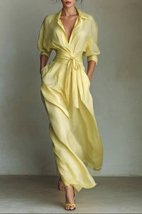 Yejosh Belted Waist Shirt Maxi Dress