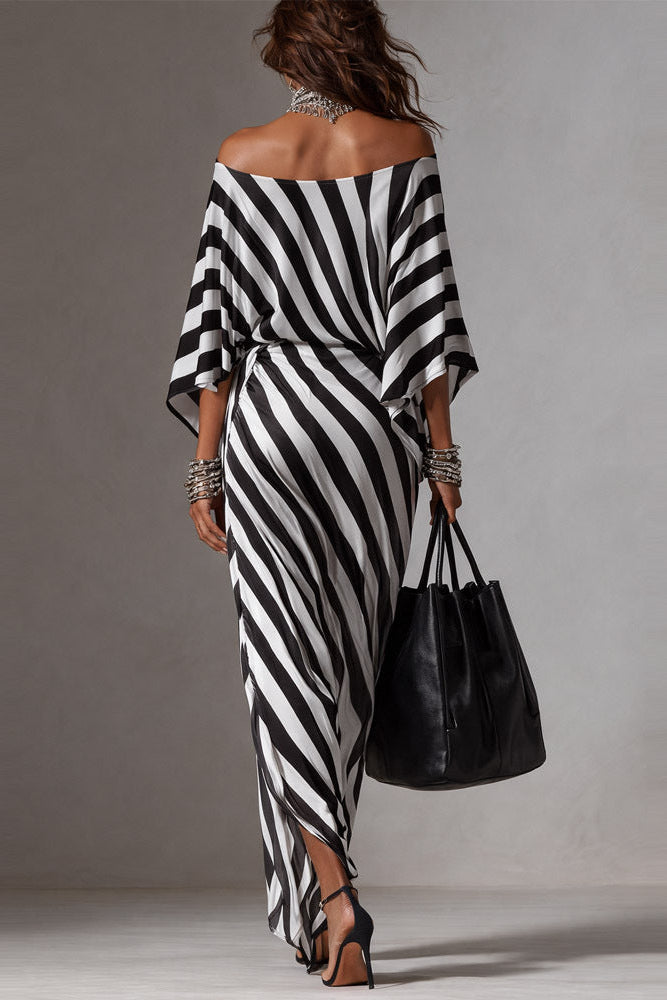 Dehaan Off-Shoulder Striped Maxi Dress