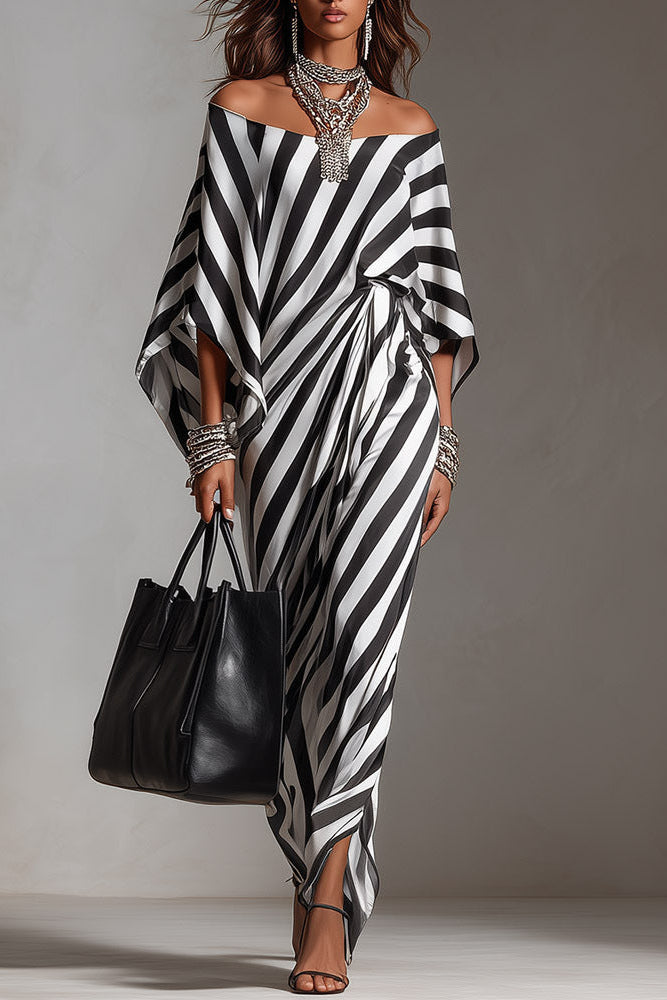 Dehaan Off-Shoulder Striped Maxi Dress