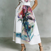 The Pacone Artistic Floral Print Polo Collar Shirt Dress