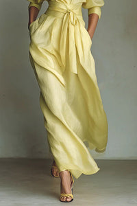 Yejosh Belted Waist Shirt Maxi Dress
