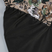 Arabell Halterneck Flower Embroidered Maxi Dress