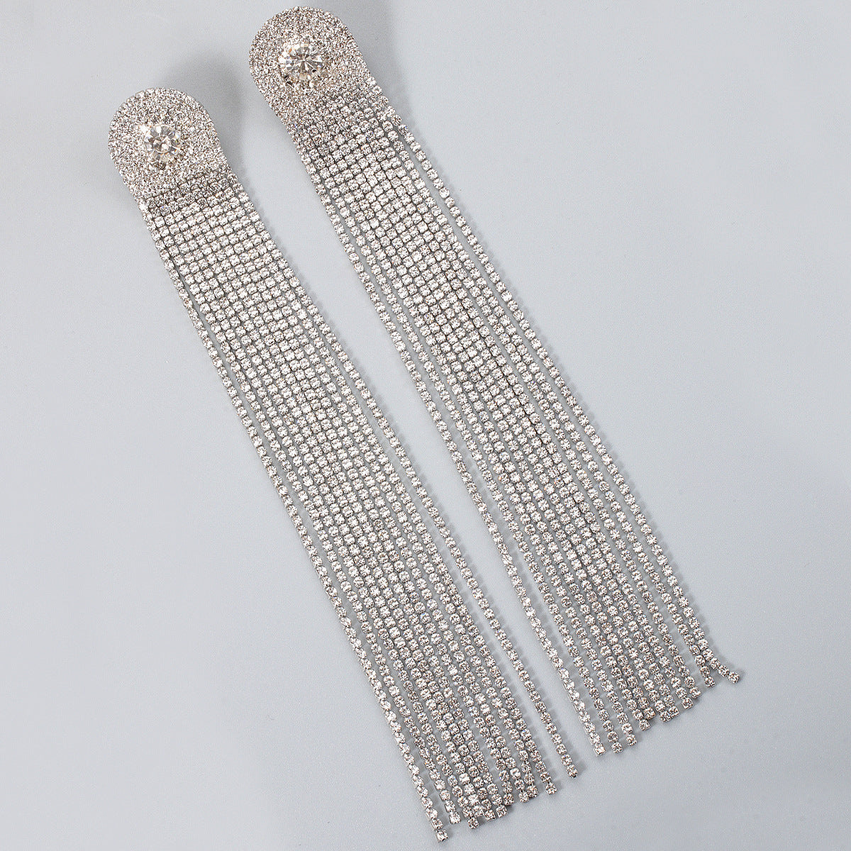 Asaka MULTI DIAMANTE TASSEL EARRINGS IN SILVER