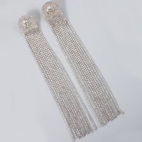 Asaka MULTI DIAMANTE TASSEL EARRINGS IN SILVER
