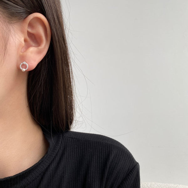 Spiral Minimalist Circle Moissanite Diamonds Plated Stud Earrings