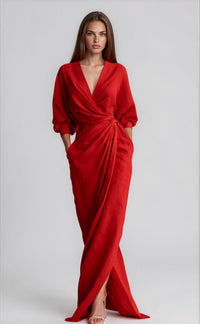The Lequvo Elegant Wrap Maxi Dress in Six Color