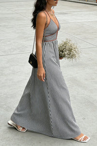 Budey Escape Striped Halter Neck Maxi Dress