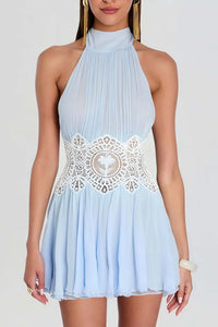 Iriparlo Blue Cut Out Ruched Mini Dress