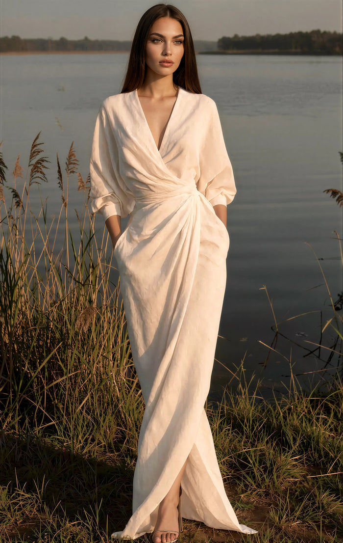 The Lequvo Elegant Wrap Maxi Dress in Six Color