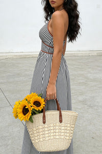Budey Escape Striped Halter Neck Maxi Dress