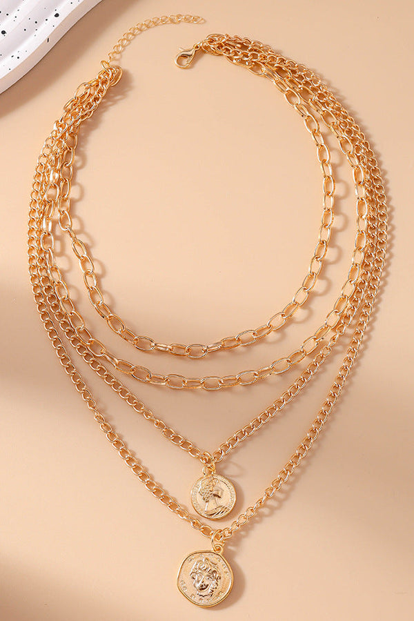Olgbay Vintage Multi-Layer Coin Necklace