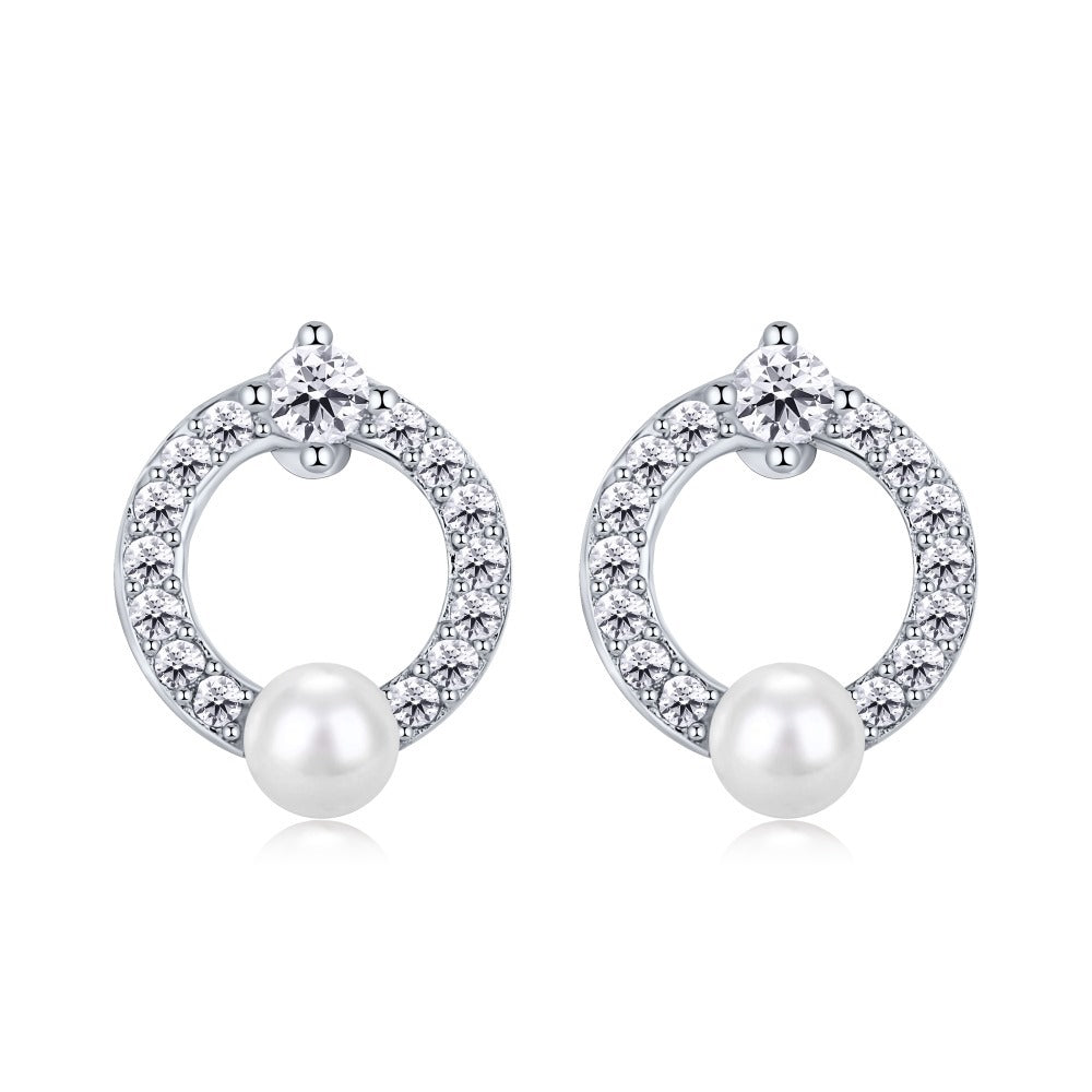 Spiral Minimalist Circle Moissanite Diamonds Plated Stud Earrings
