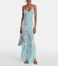 Oshibob Printed Satin Maxi Dress