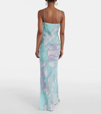 Oshibob Printed Satin Maxi Dress