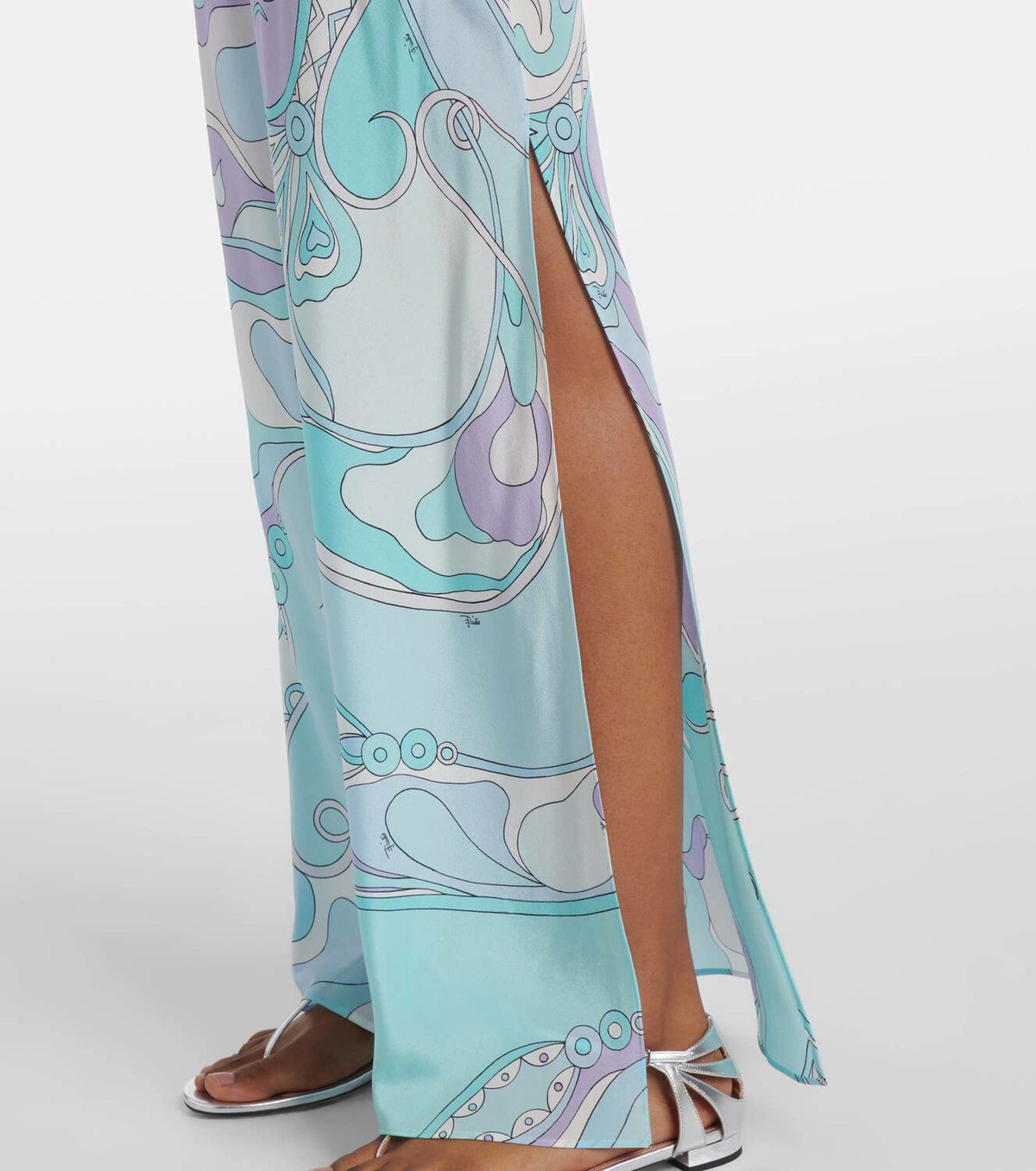 Oshibob Printed Satin Maxi Dress