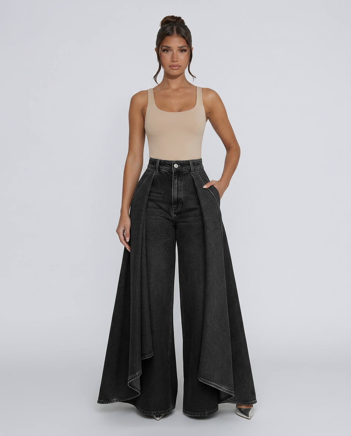 Meley High-Waisted Wide-Leg Jeans