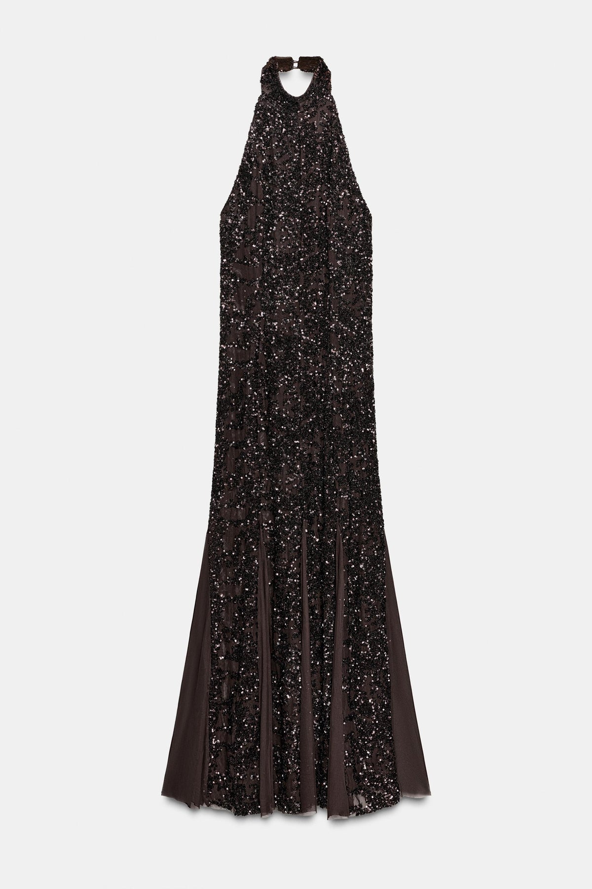 Mariella Sequin Sleeveless Halter Neck Maxi Dress