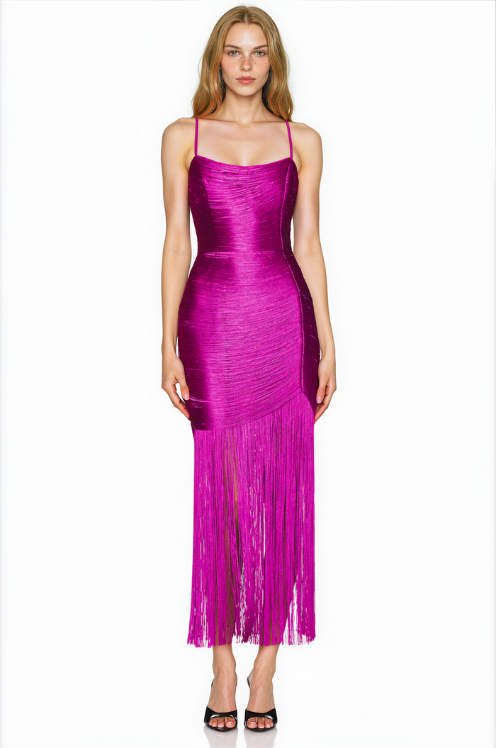 Selasio Spaghetti Fringe Maxi Dress