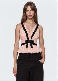 Fearghal V-Neck Bow Top In Pink