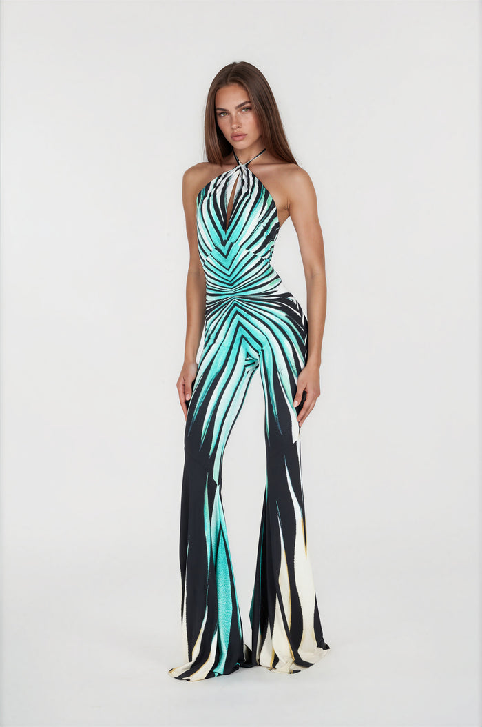 Liboniou Print Cut-Out High Waist Jumpsuit