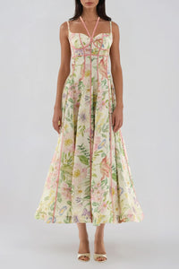 Votex Spaghetti Floral Flared Maxi Dress