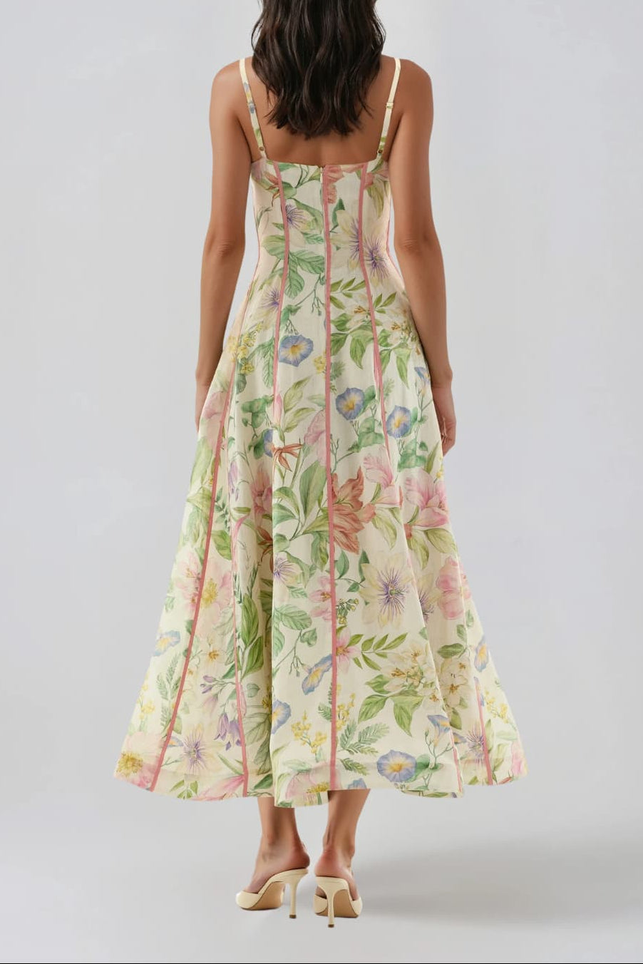 Votex Spaghetti Floral Flared Maxi Dress