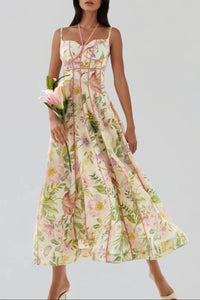 Votex Spaghetti Floral Flared Maxi Dress