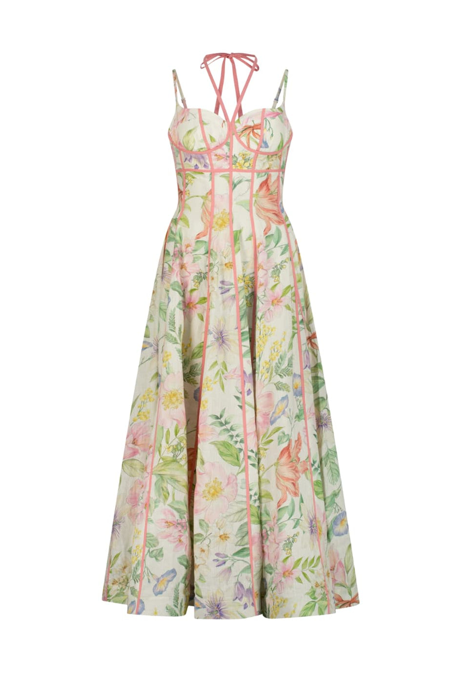 Votex Spaghetti Floral Flared Maxi Dress