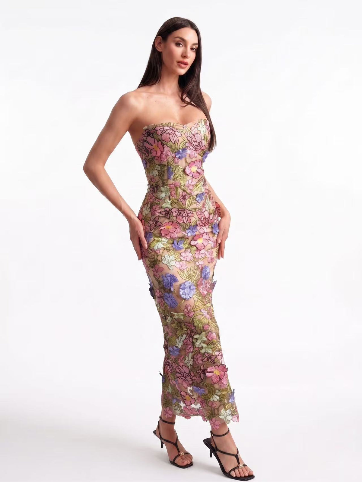 Fonniom Embroidered Sequin Floral Maxi Dress