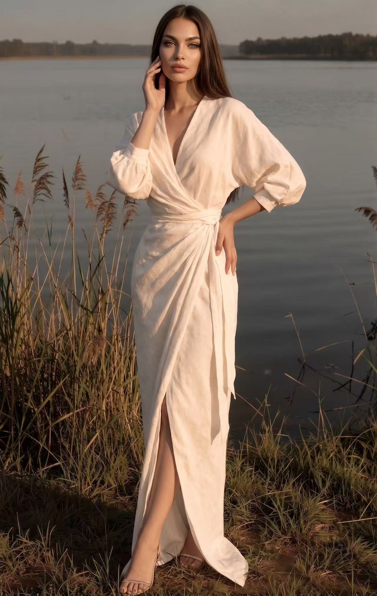 The Lequvo Elegant Wrap Maxi Dress in Six Color
