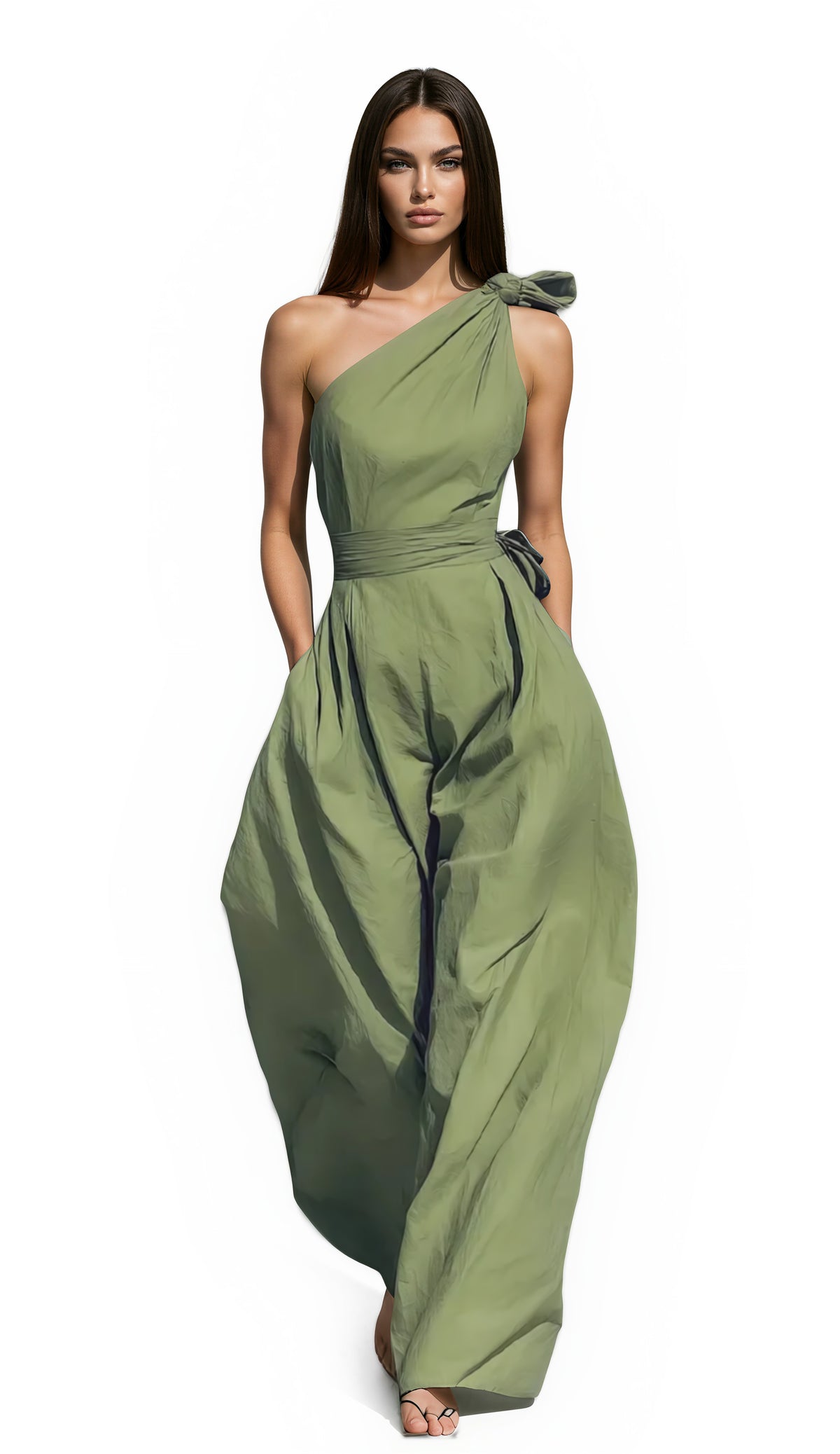 Kelatou One-Shoulder Twist Baggy Jumpsuit