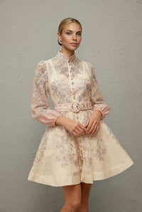 Daedalus Neutral Floral Print Mini Dress