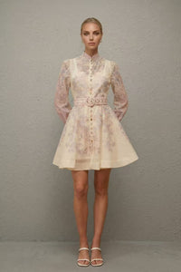Daedalus Neutral Floral Print Mini Dress