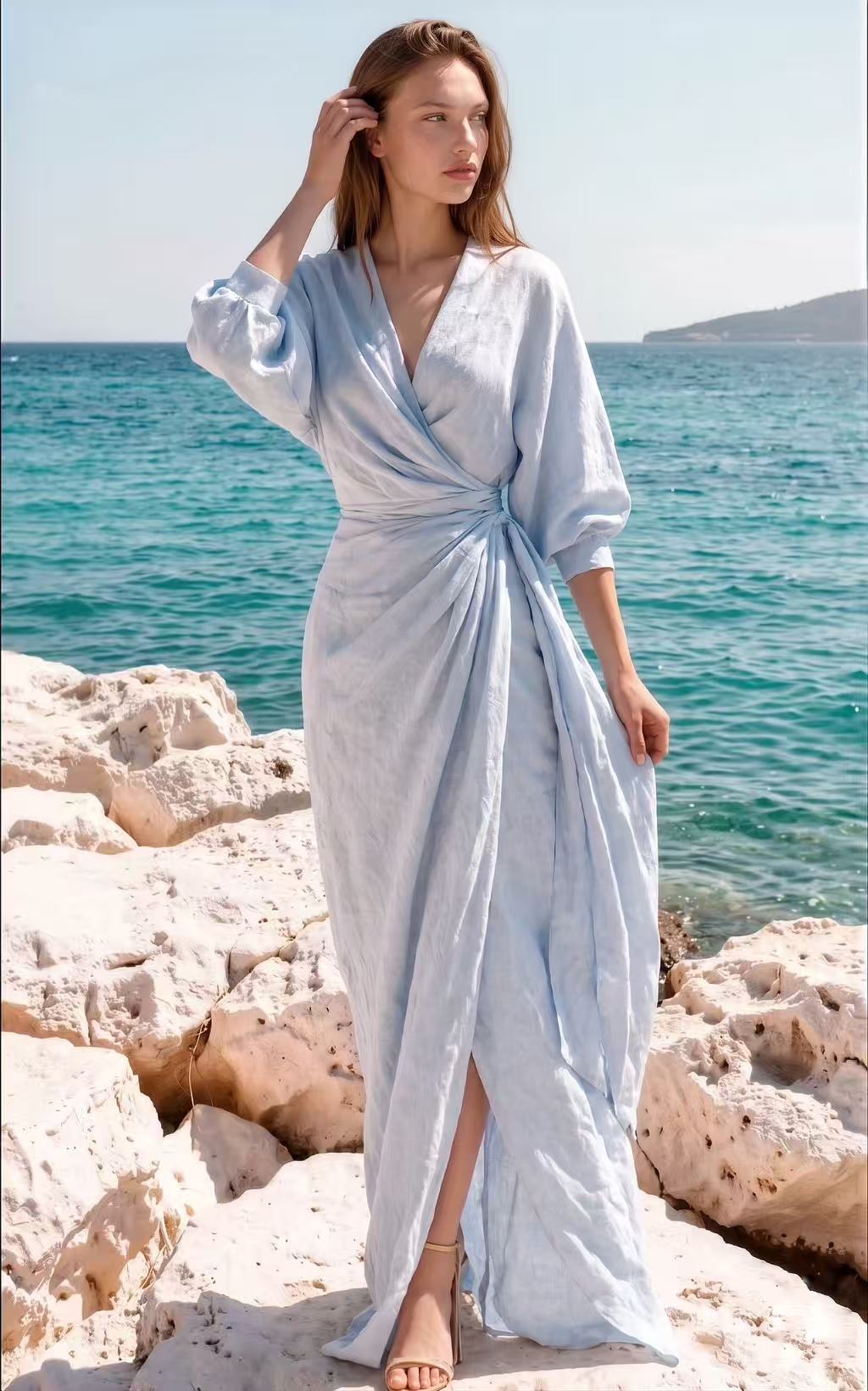 The Lequvo Elegant Wrap Maxi Dress in Six Color