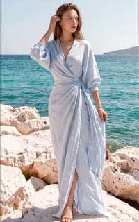 The Lequvo Elegant Wrap Maxi Dress in Six Color