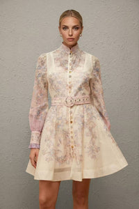 Daedalus Neutral Floral Print Mini Dress
