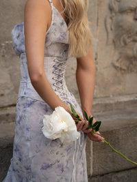 Idolimini Cowl Neck Asymmetric Ruffle Maxi Dress