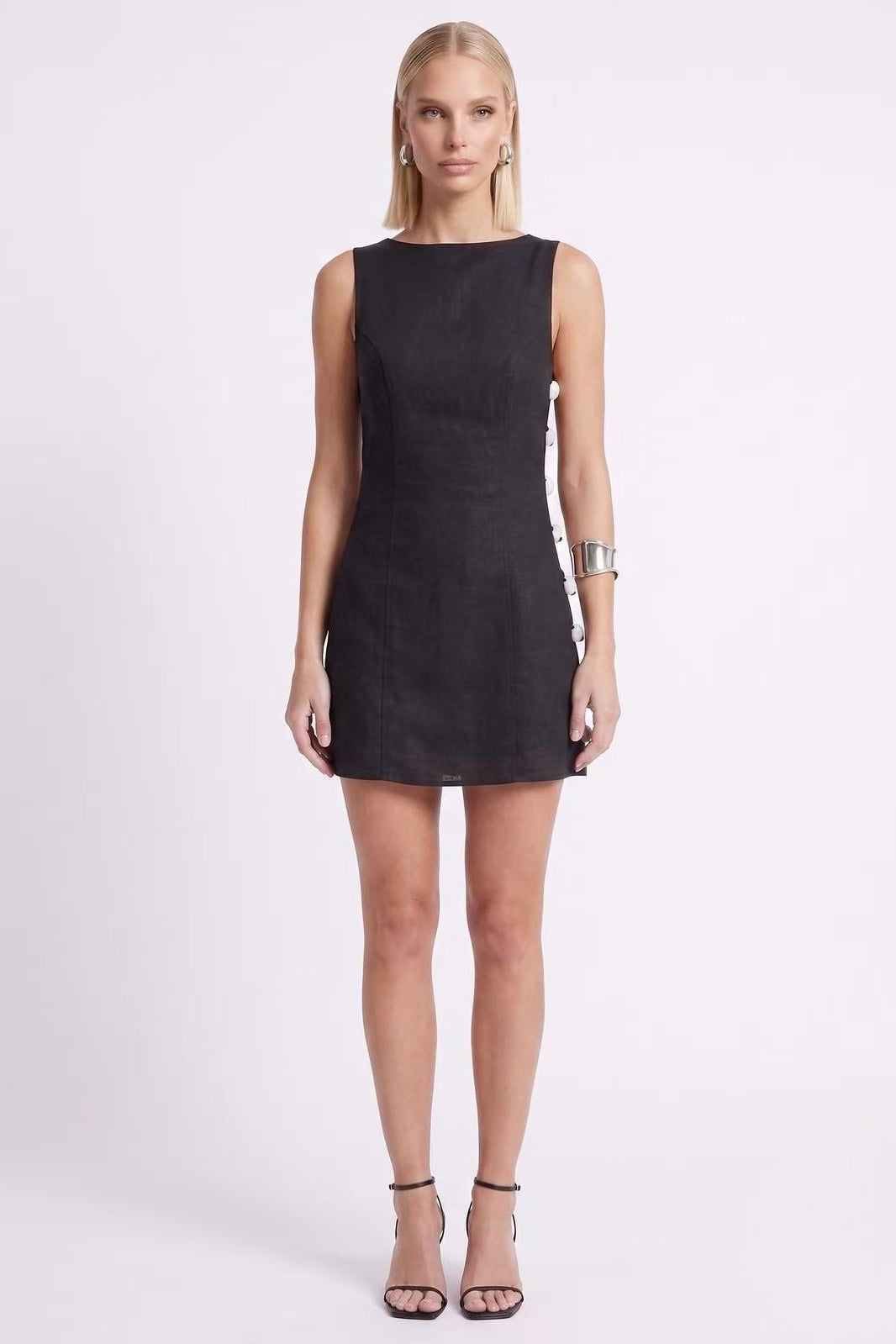 Momalia Side Cutout White Bead Mini Dress