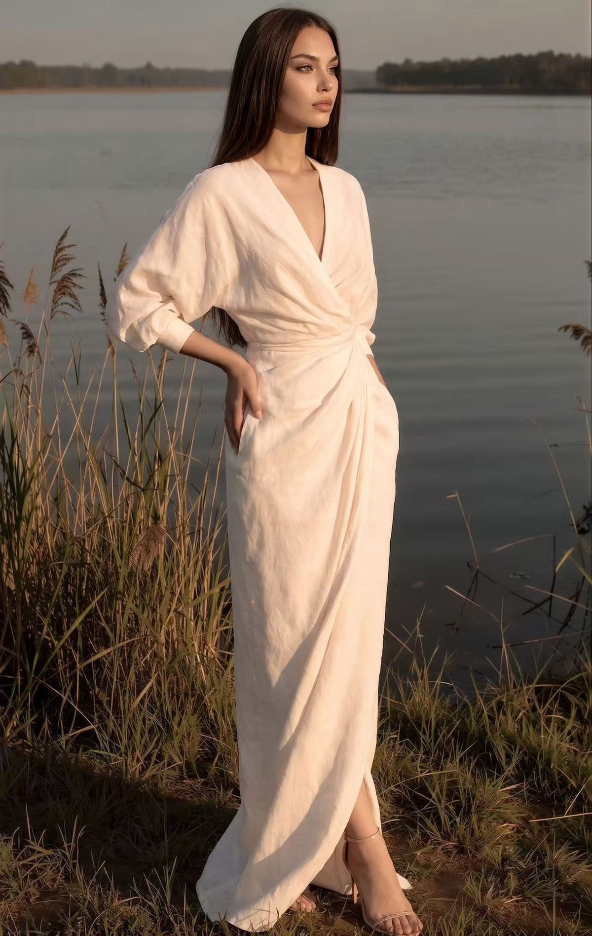 The Lequvo Elegant Wrap Maxi Dress in Six Color