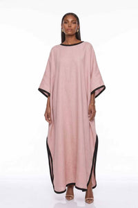 Falaphy Contrast Trim Batwing Loose Maxi Kaftan Dress